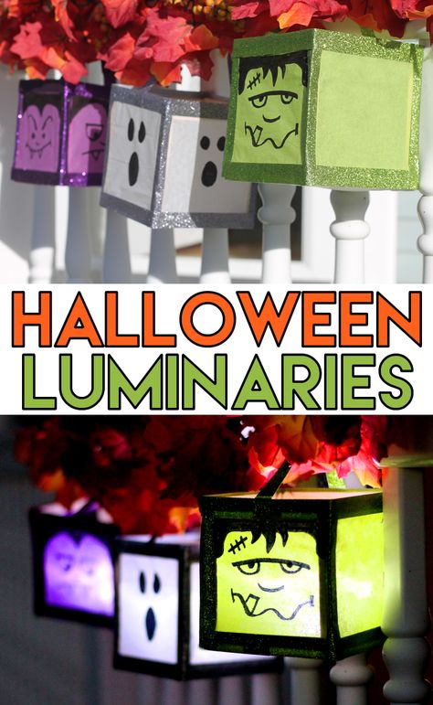 Halloween Luminaries: Easy and Cute DIY Halloween Craft Diy Halloween Luminaries, Halloween Lanterns Diy, Halloween Luminaries, Teen Halloween, Lantern Craft, October Crafts, Fun Halloween Crafts, Halloween Arts And Crafts, Halloween Lanterns