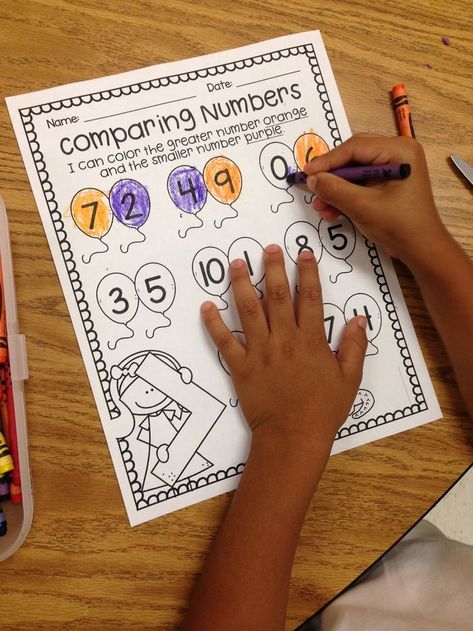 Kindergarten Math Worksheets Counting, Comparing Numbers Kindergarten, Kinder Math Activities, Preschool Math Games, Everyday Math, Kindergarten Math Games, Environmental Print, Social Stories Preschool, Comparing Numbers