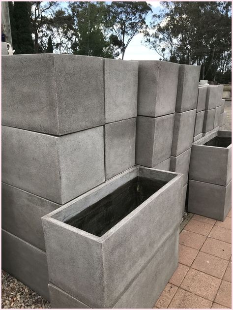 Diy Concrete Planters Large, Trough Planter Ideas, Stone Balcony, Concrete Planter Boxes, Large Concrete Planters, Large Garden Planters, Garden Troughs, Outdoor Garden Planters, Trough Planter