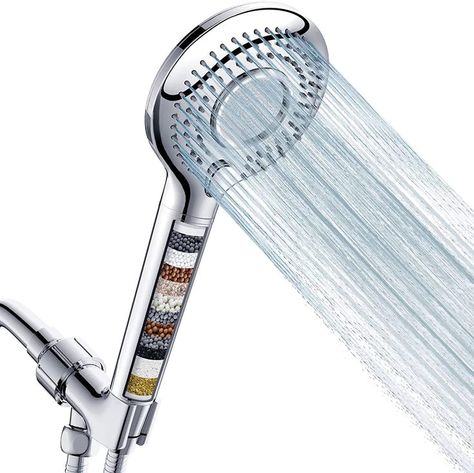 This FEELSO newest designed handheld shower head is equipped with 15 stages powerful filter layer, with superior KDF, calcium sulfite, activated carbon, vitamin C, ceramic balls and so on, feature to protect your skin and hair. Meanwhile, the shower head is composed of chrome plated high-quality ABS, the structure is tight and not easy to break, you won't worry about leaking water on the hose or shower head. Shower Head With Handheld, Shower Head Filter, High Pressure Shower Head, Shower Filter, Handheld Shower Head, Water Softener, Soft Water, Shower Hose, Activated Carbon