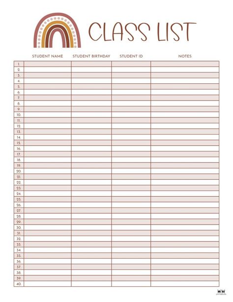 Choose from 12 different class list templates including 2 for Valentine's Day to keep track of all of your students. 100% FREE. Print from home. Class List Template, Class List, Student Birthdays, Free Print, List Template, Keep Track, From Home, Free Printables, Valentine's Day