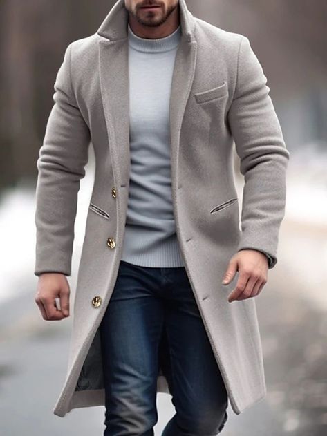 #fashion, #style, #outfitinspiration, #beauty Casual Winter Coat, Outfit Essentials, Long Wool Coat, Mens Winter Coat, Winter Stil, Outerwear Outfit, Warm Jacket, Clothing Essentials, Winter Casual