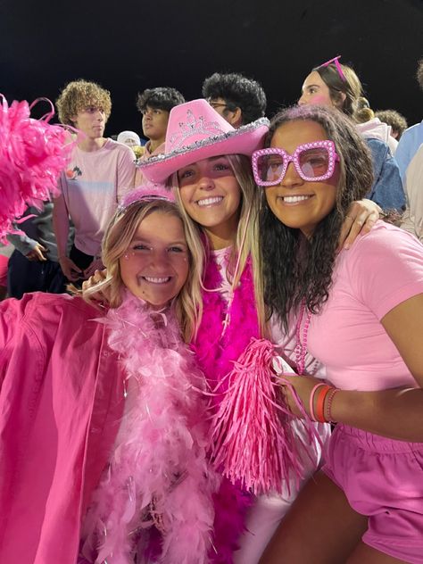 Dig Pink Ideas, Pink Out Theme Football Game, Pink Out Theme, Pink Out Football Game Outfits, Fnl Themes, Pink Out Football Game, Football Face Paint, Football Season Outfits, Pink Out Football