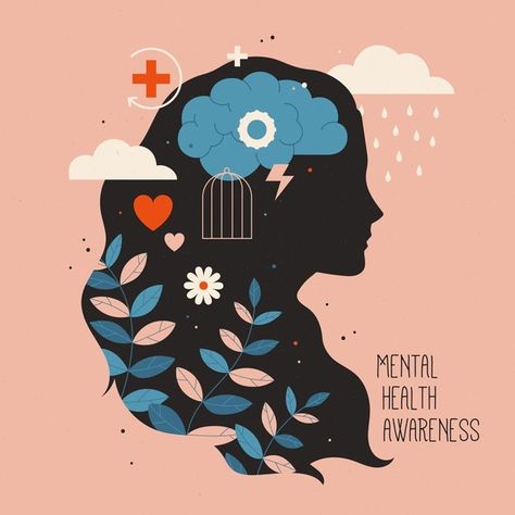 Mental health awareness concept | Premium Vector #Freepik #vector #design #world #health #human Green Ribbon Awareness, Mental Health Artwork, Health Awareness Poster, Quotes Mind, Mental Health Advocacy, Mental Health Posters, Awareness Poster, Pink Nature, World Health Day