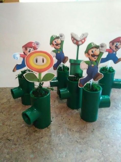 Mario Bros Centerpieces, Mario Brothers Party, Arcade Theme, Super Mario Brothers Birthday, Mario Brothers Birthday Party, Princess Peach Party, Mario Kart Party, Mario Bros Birthday Party Ideas, 80s Arcade