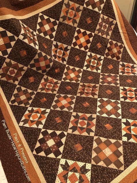 Fall Quilts Patterns, Pam Buda Quilts, Cheddar Quilts, Brown Quilts, Brown Fabrics, Quilts Designs, Autumn Quilts, Brown Quilt, Quilt Layouts