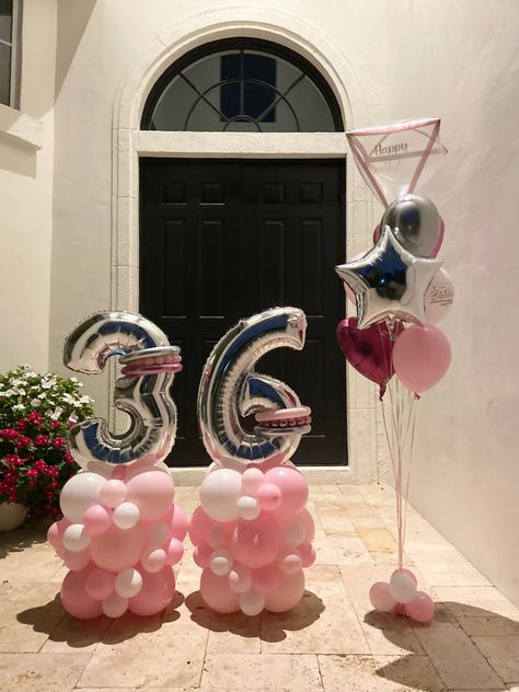 Birthday Pink Balloons, Pink Balloons Birthday, Beautiful Balloons, 36th Birthday, Balloon Arrangements, Balloons Birthday, Balloon Delivery, Balloon Gift, Pink Balloons