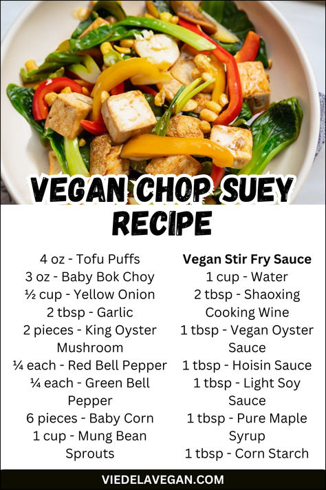 Vegan Chop Suey Recipe Chop Suey Recipe, Vegan Stir Fry, Plant Based Burgers, Stir Fry Dishes, Chop Suey, Cooking Wine, Hoisin Sauce, Stir Fries, Classic Dishes