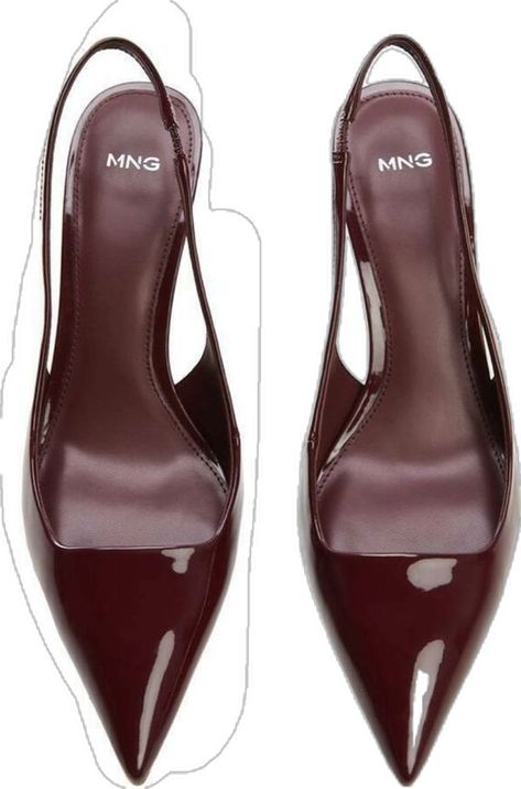 Mango Cherry Red Heels, Maroon Heels, Mango Heels, Red Kitten Heels, Burgundy Pumps, Estilo Ivy, Burgundy Heels, Trendy Heels, Pointy Heels