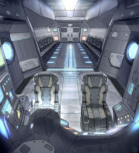 Cockpit of ...? Science Fiction Kunst, Scifi Interior, Interior Concept Art, Spaceship Interior, Starship Concept, Sci Fi Design, Sci Fi Environment, Sci Fi Ships, Spaceship Concept