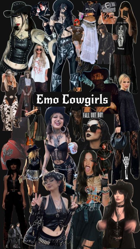 Rock The Country Outfits, Alt Country Aesthetic, Emo Cowgirl Outfits, Alt Country Outfits, Ptv Outfit, Emo Cowgirl Aesthetic, Goth Country Outfits, Country Gothic Aesthetic, Goth Western Aesthetic