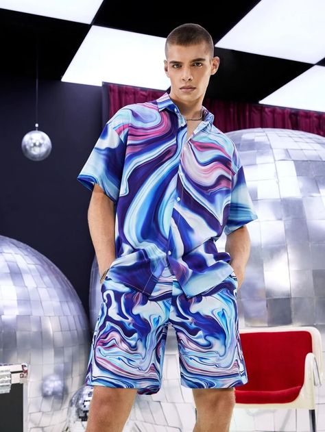 Space Inspired Outfits Men, Rave Outfit Men, Cosmic Disco, Max Costume, Lounge Wear Men, 5sos Outfits, Vaporwave Fashion, Vaporwave Clothing, Trippy Clothes