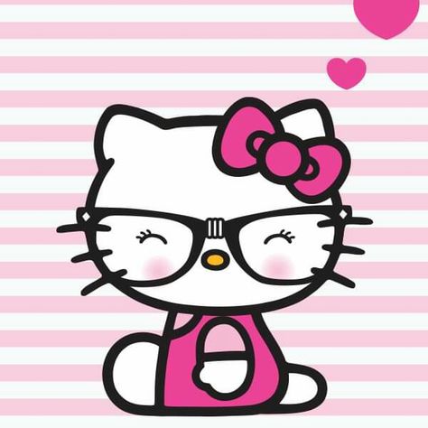 ©Sanrio.  Source: hellokittymexico(fb). Hello Kitty With Glasses, Kitty With Glasses, Hello Kitty Desenho, Hello Kitty Clipart, Hello Kitty School, Kitty Tattoos, Pink Wallpaper Ipad, Pink Wallpaper Hello Kitty, Hello Kitty Tattoos