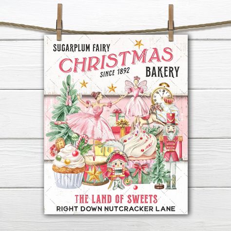 Vintage Christmas Sign, Sugarplum Fairy, Vintage Pink Christmas, Christmas Bakery, Nutcracker Sweet, Candy Signs, Weihnachten Diy, Art Items, Making Fabric