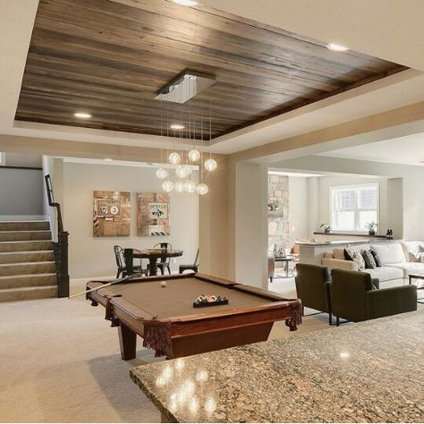 Basement Split Basement Ideas Layout, Big Basement Ideas Layout, Basement Modern Farmhouse, Basement Development Ideas, Beautiful Basement Ideas, Elevated Basement, Neutral Basement Ideas, Basement Must Haves, Cool Basements