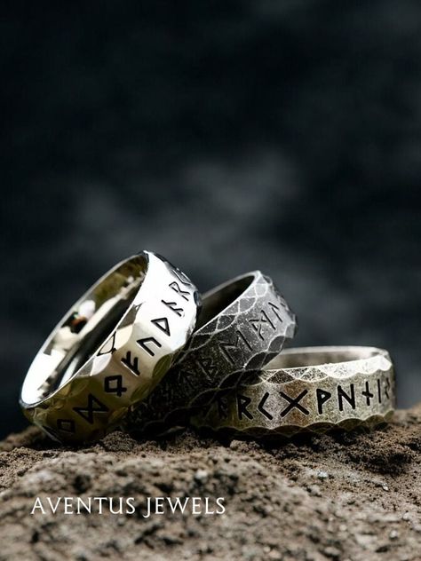 Step into the world of ancient Norse mythology with our Viking Text Ring. This exquisite piece of silver jewelry combines vintage Nordic design with a Gothic and Harajuku vibe, making it a standout accessory for any occasion.  Perfect as a gift for birthdays or for friends who appreciate unique, handcrafted jewelry. 🎁✨ Norse Viking Design: Featuring intricate Viking text, this ring embodies the rich heritage and mystique of Norse culture. Its vintage silver finish adds an element of historical Rune Ring, Nordic Vintage, Birthday Friends, Vintage Silver Jewelry, Gothic Vintage, Pet Supplies & Accessories, Norse Vikings, Viking Runes, Hammered Ring