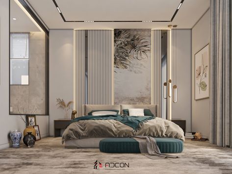 Contemperory Bedroom Design, Masters Bedroom Modern Luxury, Master Room Back Wall, Bedroom Interior Design Luxury Elegant, Master Bedrooms Interiors Luxury, Luxurious Bedroom Interior Design, Bed Feature Wall Ideas, Luxurious Bedrooms Design, Master Room Bed Designs