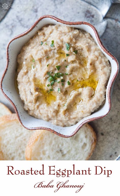 Eggplant Dip Recipes, Roasted Eggplant Dip, Garlic And Olive Oil, Healthy Appetizer, Eggplant Dip, Roasted Eggplant, Baba Ganoush, Baked Eggplant, Roast Eggplant