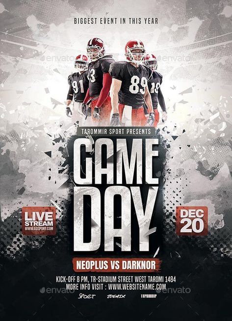 Football Game Day Flyer Game Day Flyer, Football Pics, Sports Design Ideas, Line Game, Social Media Games, Football Pictures, Graphic Design Tips, Football Game, Sports Design