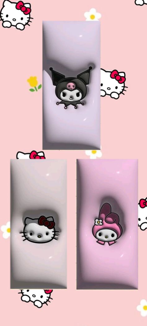 Hello Kitty Matching Pfp For Trio, Wallpaper Matching Friends, Matching Wallpapers 3 Friends, Matching Wallpaper For 3 Friends, Matching Profile Pictures Best Friends Trio, Hello Kitty My Melody And Kuromi Wallpaper, Hello Kitty And Kuromi Wallpaper, Hello Kitty And Kuromi Matching Pfp, Matching Wallpapers My Melody And Kuromi