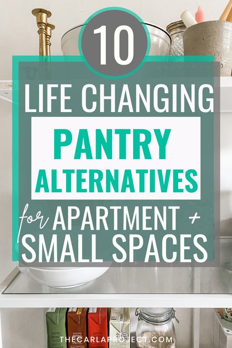 These no pantry solutions apartment hacks completely transformed my space. Awesome small kitchen organization ideas here! pantry alternatives, pantry alternatives small spaces, pantry alternatives kitchen, pantry alternatives apartment, small kitchen open shelving, small kitchen organization diy, pantry diy, pantry diy shelves, diy pantry organization, no pantry ideas, no pantry, no pantry organization, no pantry kitchen, apartment kitchen organization, apartment kitchen organization pantries Creative Pantry Ideas For Small Spaces, Pantry Storage Small Kitchen, Small Pantry Ideas Mobile Home, Small Shelf Pantry Organization, Condo Pantry Small Spaces, Small Area Pantry Ideas, No Kitchen Storage, Pantry Alternatives Storage, Open Kitchen Organization Storage Ideas