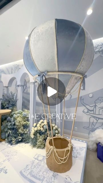 Esther ✨ on Instagram: "When your client asked for a 12ft hot air balloon… We make magic happen ☁️✨ 

Thank you so much @ticaroseevents for trusting us 💙 you dreamed it and we brought it to life" Hot Air Balloon Theme Baby Shower Boy, Giant Hot Air Balloon Diy, Cardboard Hot Air Balloon, How To Make A Hot Air Balloon Decoration, Paper Mache Hot Air Balloon Diy, How To Make Hot Air Balloon, Diy Hot Air Balloon Decor, Hot Air Balloon Gender Reveal, Hot Air Balloon Backdrop