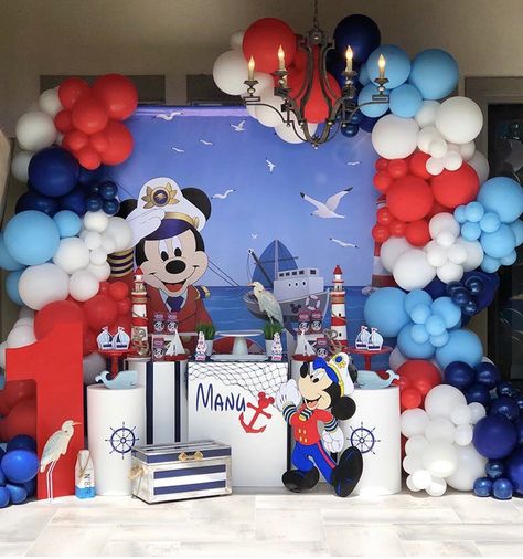 Nautical Mickey, Sailor Birthday, Sailor Theme, Mickey Mouse First Birthday, Nautical Birthday Party, Fireman Birthday, Ninjago Birthday, Mickey Mouse 1st Birthday, Bubble Guppies Birthday