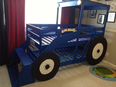 Tractor bed - IKEA Hackers - IKEA Hackers Tractor Toddler Bed, Tractor Bedroom, Tractor Bed, Ikea Kura Bed, Kura Bed, Ikea Bed, Ikea Hackers, Diy Bricolage, Bed Plans