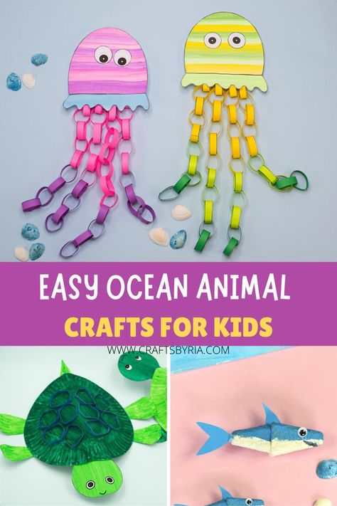 pic of easy ocean animal crafts Diy Ocean Animal Crafts, Ocean Animal Project, Ocean Animals Preschool Crafts Art Projects, World Ocean Day Activities For Kids, Sea Creatures Arts And Crafts For Kids, Sea Creatures Activities, Sea Creature Art, Sea Creature Art For Kids, See Animals Craft Kids