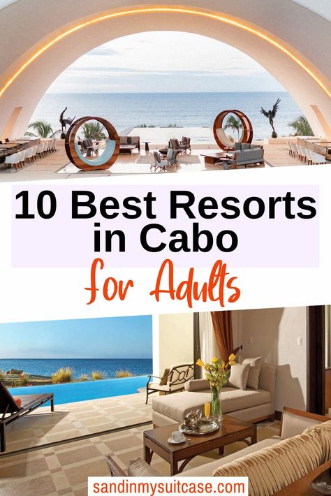 Discover the best resorts in Cabo San Lucas for adults! When you want an adults-only Cabo vacation, these 10 hotels and resorts are just the ticket. From adults-only all-inclusive resorts in Cabo to beautiful hotels with an adult vibe, these are the 10 best places to stay in Los Cabo for adults. Cabo Mexico Resorts, All Inclusive Cabo San Lucas Resorts, Best Places To Stay In Cabo San Lucas, Best Cabo Resorts All Inclusive, Best All Inclusive Resorts For Couples, Cabo All Inclusive Resorts, Best All Inclusive Resorts For Adults, Playa Grande Cabo San Lucas, Cabo San Lucas Resorts