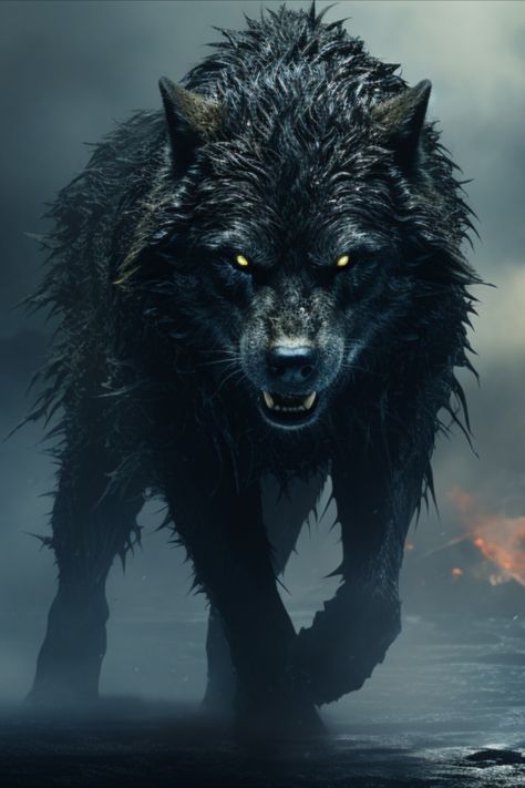 Grrrrr Lycan Wallpaper, Demon Wolf Art, Black Wolf Art, Fenrir Art, Fenrir Tattoo, Lup Singuratic, Rabe Tattoo, Cool Wolf, Dark Wolf