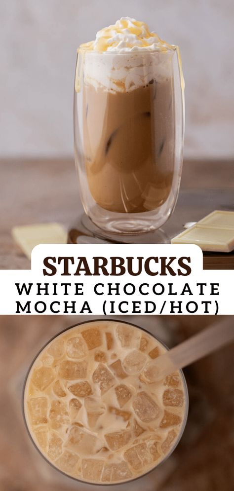 Starbucks White Mocha Recipe, Chocolate Latte Recipe, Starbucks White Chocolate, Mocha Latte Recipe, Iced White Chocolate Mocha, Mocha Drink, White Chocolate Syrup, Iced White Mocha, Nespresso Recipes