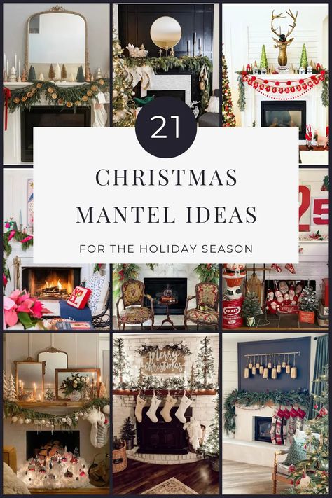 Garland On Mantle Christmas, Christmas Decor Ideas Mantel, Mantel Decorating Ideas Christmas, Vintage Christmas Mantle, Mantel Christmas Decorating Ideas, Christmas Mantle Ideas, Diy Christmas Mantel Decor, Mantle Christmas Decor Ideas, Garland On Mantle