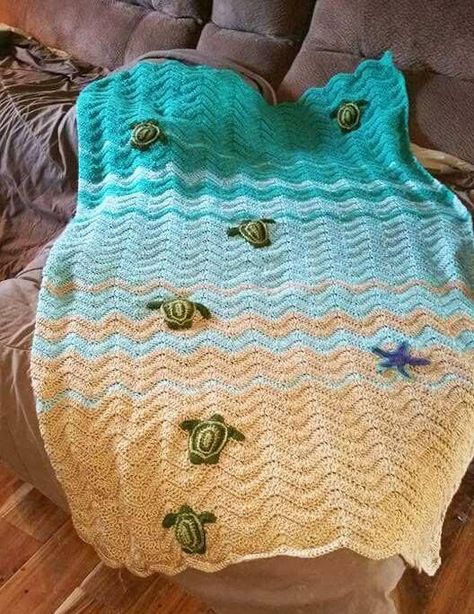 Sea Turtle Blanket, Turtle Blanket, Zig Zag Crochet, Beau Crochet, Crochet Mignon, Confection Au Crochet, Pola Amigurumi, Crochet Gratis, Haken Baby