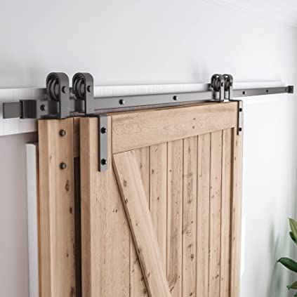 Closet Barn Doors Sliding Double, Door For Small Space, Double Wooden Doors, Barn Doors Bathroom, Sliding Barn Door Closet, Door Slide, Door Plans, Barn Door Pantry, Bypass Barn Door Hardware