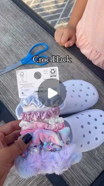 Ashley Wilkins on Instagram: "You can buy the knock off crocs at hobby lobby for $5.99 and make different theme crocs! #momhacks #barbie #crocs #crafts #backtoschooloutfit" Croc Diy Ideas, Crocs Charms Diy, Custom Crocs Diy, Croc Decor Ideas, Customized Crocs Shoes, Crocks Decor, Barbie Crocs, Croc Decor, Diy Hobby Lobby