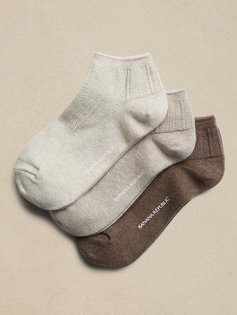 Ultra comfortable, these textured socks are crafted with a fine cotton that sits at the ankle for a subtle pop that peeks above your shoes.  Set of three pairs.  Hits at the ankle. Women’s Ankle Socks, Women’s Socks, Cute Socks Ankle, Textured Socks, Casa Malca, Nude Socks, Texture Socks, Aesthetic Socks, Socks Aesthetic