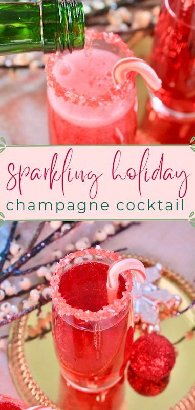 Easy Christmas champagne or Prosecco cocktail with pama pomegranate and cranberry juice Christmas Sparkler Drink, Champagne Christmas Punch Recipes, Holiday Cocktails With Prosecco, Christmas Cocktail With Champagne, Christmas Cocktail Prosecco, Holiday Sparkling Wine Drinks, Processco Cocktails Christmas, Sparkling Wine Christmas Cocktail, Champagne Drinks Christmas