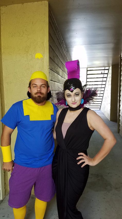 Yzma and Kronk Costume | Wanderings & Beautiful Things Esma And Kronk Costume, Mickey’s Not So Scary Halloween Party Costumes Diy, Duo Halloween Costumes Disney, Yzma Disneybound, Kronk Costume, Yzma Costume, Unique Duo Halloween Costumes, Halloween Costumes Disney, Yzma And Kronk