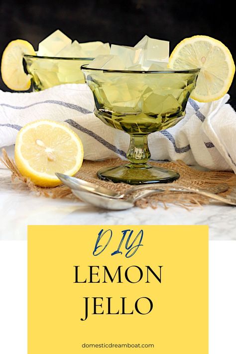 If you need some lemon jello but don't have a box on hand, make DIY Lemon Jello! It's easy and takes only 3 ingredients plus regular water. #jello #gelatin #lemon Knox Gelatin Recipes, Lime Jello Recipes, Diy Jello, Homemade Jello, Recipe Using Lemons, Jello Gelatin, Jello Dessert, Clean Sweets, Lemon Jello