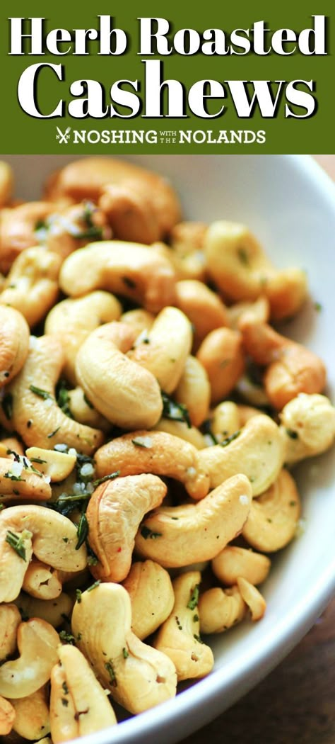 Herb Roasted Cashews Cashew Recipes, Awesome Appetizers, Savory Herb, Roasted Cashews, Easy Oven, Game Day Food, Lunch Snacks, Logo Food, Kid Friendly Meals