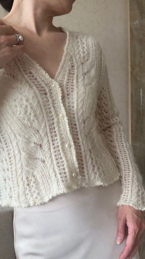 Knitted Lace Cardigan, Knit Eyelet Pattern, Knitted Lace Top, Knit Lace Stitches, Crochet Sweaters Women, Lace Knitting Sweater, Knit Lace Cardigan, Knit Lace Sweater, Knitting Blouse