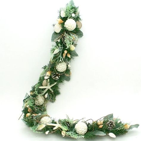 Beach Christmas Durables Starfish Mantle Garland | Nautical Luxuries Coastal Garland, Beach Christmas Party, Beachy Christmas Decor, Decorated Garland, Beach Christmas Tree, Coastal Christmas Tree, Mantle Garland, Nautical Christmas, Beachy Christmas