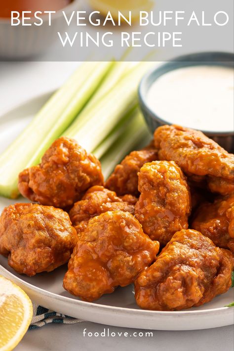 Healthy Wings Recipe, Seitan Wings, Breaded Wings, Vegan Buffalo Wings, Vegan Buffalo Sauce, Homemade Seitan, Vegan Seitan, Wings Recipe Buffalo, Seitan Recipes