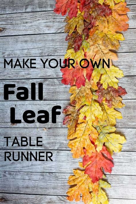 Fall Leaves Table Decor, Fall Runners For Table Diy, Fall Leaf Table Runner, Fall Table Garland Ideas, Diy Fall Table Runner, Fall Table Runners Diy, Table Runners Diy Easy, Diy Leaf Garland, Table Runner Ideas