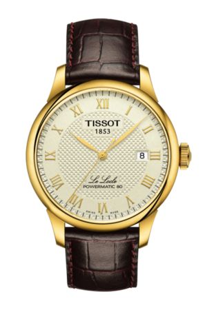 Tissot Le Locle  Powermatic 80 Men's Watch T006.407.36.263.00 Tissot Le Locle, Brown Leather Strap Watch, Tissot Watches, Gold Plated Watch, Swiss Made Watches, Diamond Face, Leather Frames, Brown Leather Strap, Mens Gold