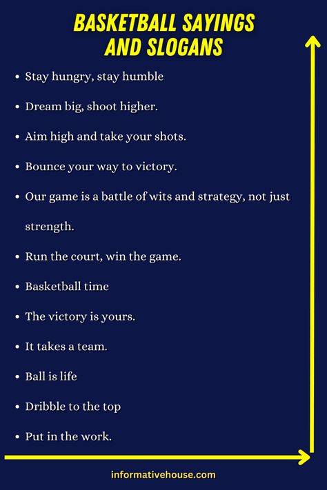 Inspiring Basketball Sayings to Keep You Motivated! -InformativeHouse Motivational Quotes For Basketball Players, Basketball Bios For Instagram, Basketball Game Day Quotes, Basketball Sayings Motivation, Basketball Quotes Inspirational Short, Quotes For Basketball Players, Basketball Team Quotes, Basketball Captions Instagram, Basketball Quotes Short