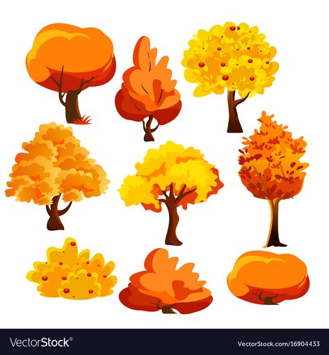 Fall Colors Nails, Brunch Outfits Fall, Colors Nails, Cartoon Trees, Vector Trees, Isometric Illustration, Tree Illustration, Tree Silhouette, Tree Drawing