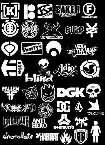 Popular Skate Logos Skate Brands Logo, Independent Skate Logo, Skateboard Brands Logo, Skate Logo Design, Skate Brand Logo, Skateboard Logo Design, Simon Walker Design, Skate Branding, Skateboarding Logo