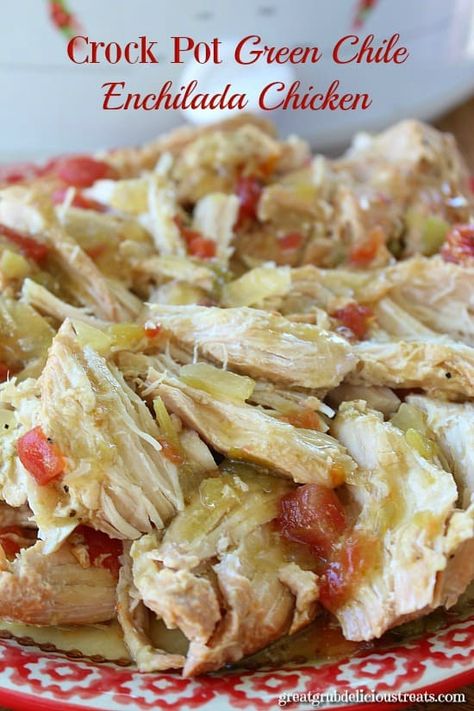 Green Chili Chicken Crockpot, Enchiladas Crockpot, Texmex Recipes, Frozen Chicken Crockpot, Green Chili Chicken Enchiladas, Crockpot Chicken Enchiladas, Green Chili Enchiladas, Green Chicken Enchiladas, Green Chile Enchilada Sauce